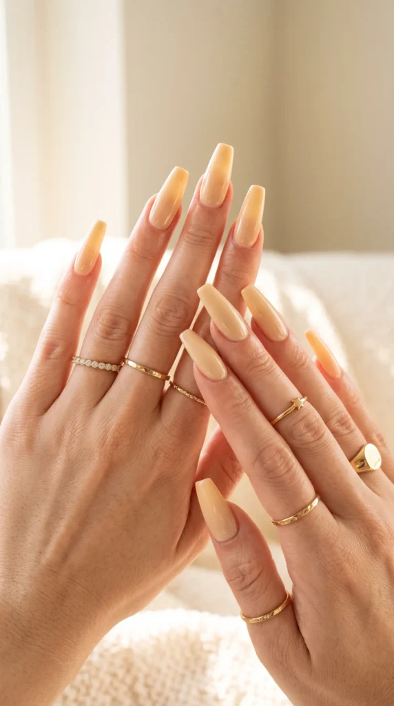 A woman with nail polish on her fingers and a ring on her finger.