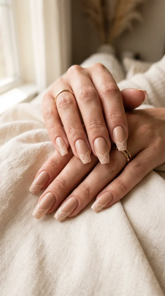 A woman's hand with a ring on her finger.