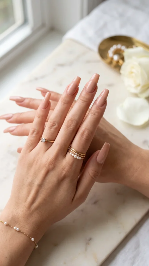 A woman with a ring on her finger.