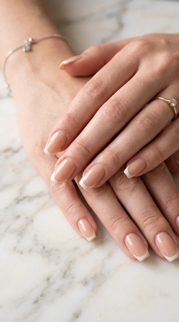 A woman's hand with a ring on her finger.