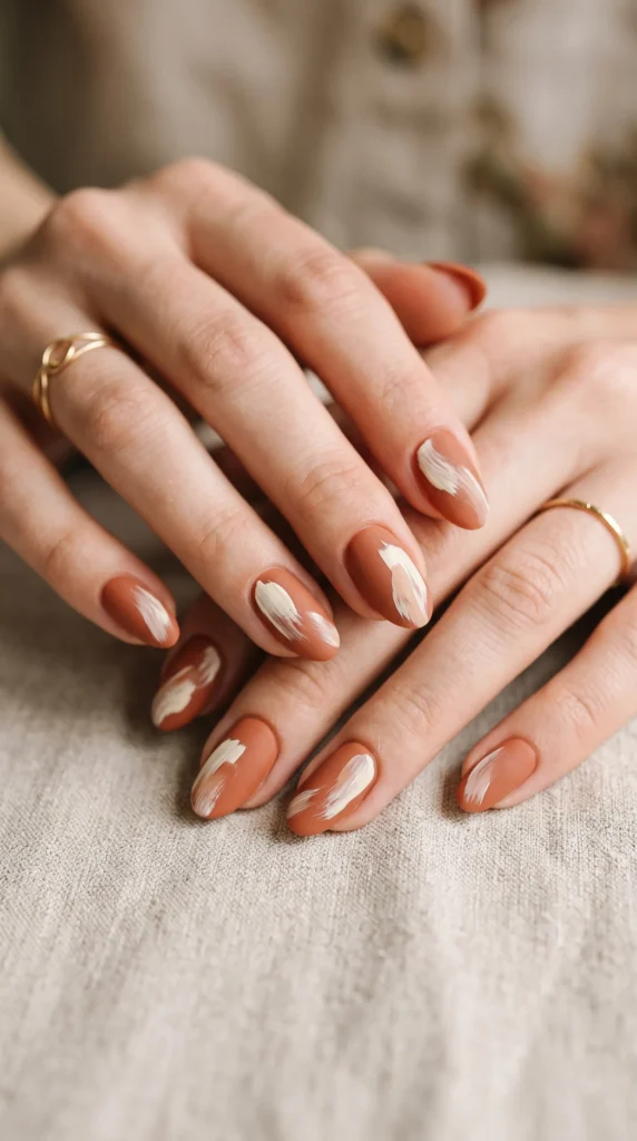 A woman with a ring on her finger is holding her hands together.