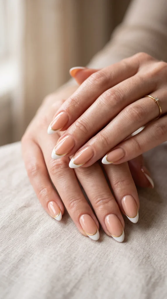 A woman's hand with a pink nail polish on the middle finger.