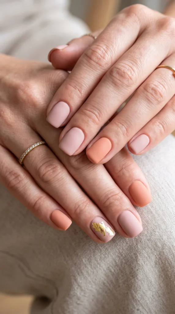 A woman with a pink nail polish on her fingers.