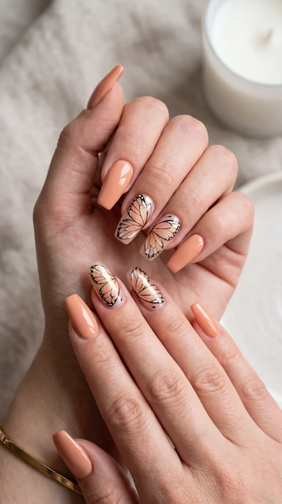 A woman with a pink nail polish on her fingers.