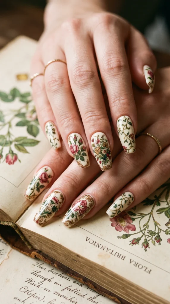 A woman with painted nails and a ring on her finger.