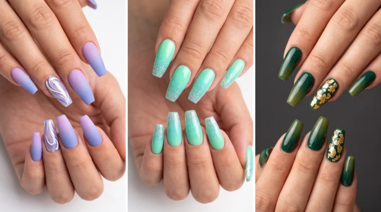 A person's hands holding different colored nail polish.