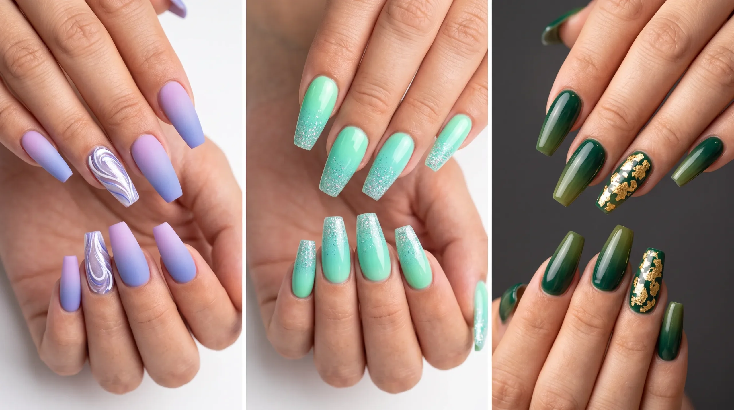 A person's hands holding different colored nail polish.
