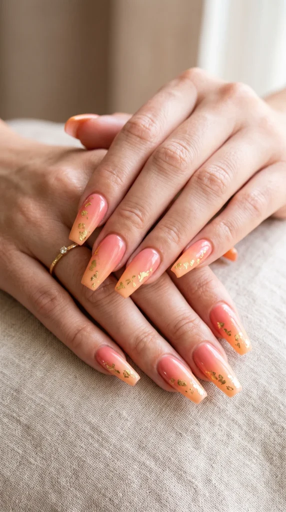 A person with pink and orange nails.
