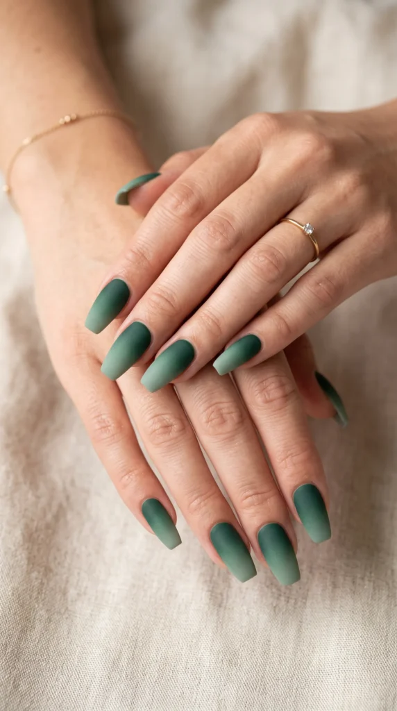 A person with green nail polish on their fingers.