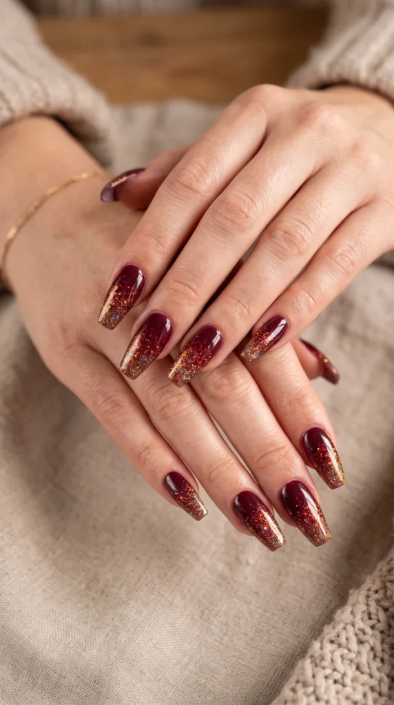 A woman with red nail polish on her fingers.