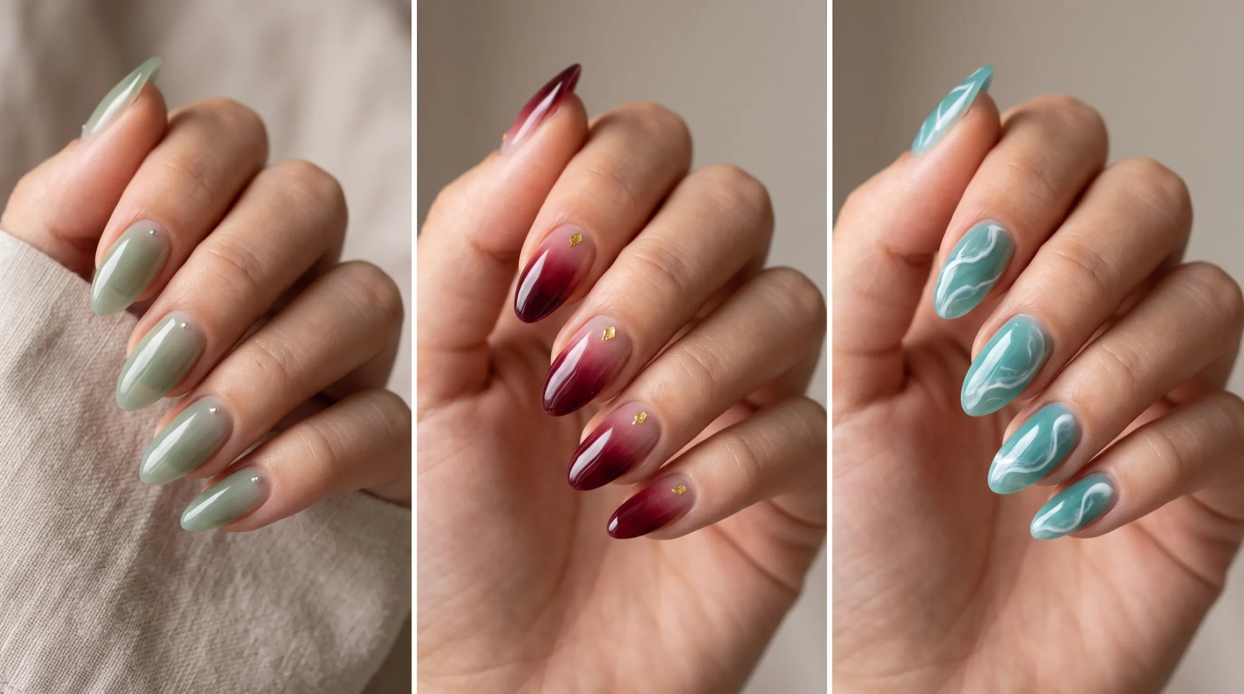 A person's hand with red nail polish.