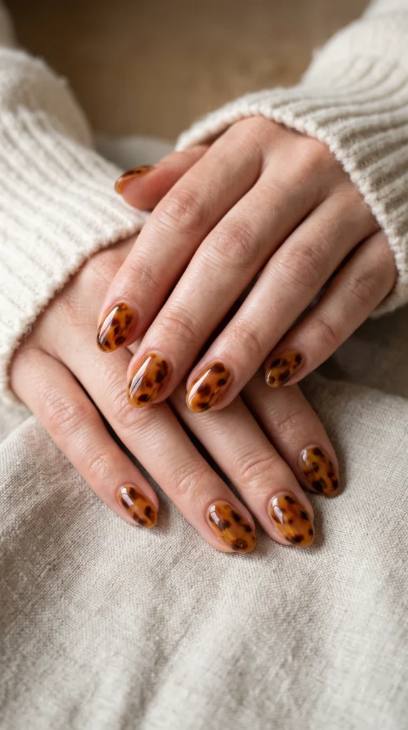 A person with a leopard print manicure.